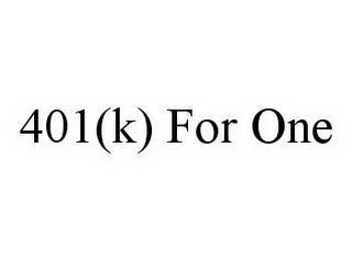 401(K) FOR ONE 