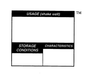 USAGE (SHAKE WELL) STORAGE CONDITIONS CHARACTERISTICS 