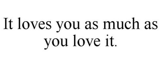 IT LOVES YOU AS MUCH AS YOU LOVE IT. 