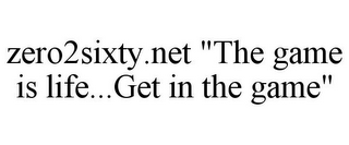 ZERO2SIXTY.NET "THE GAME IS LIFE...GET IN THE GAME" 