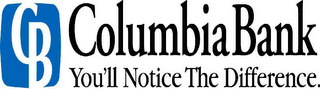 CB COLUMBIA BANK YOU'LL NOTICE THE DIFFERENCE. 