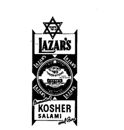 LAZAR'S KOSHER SALAMI GUARANTEED AND PURE 